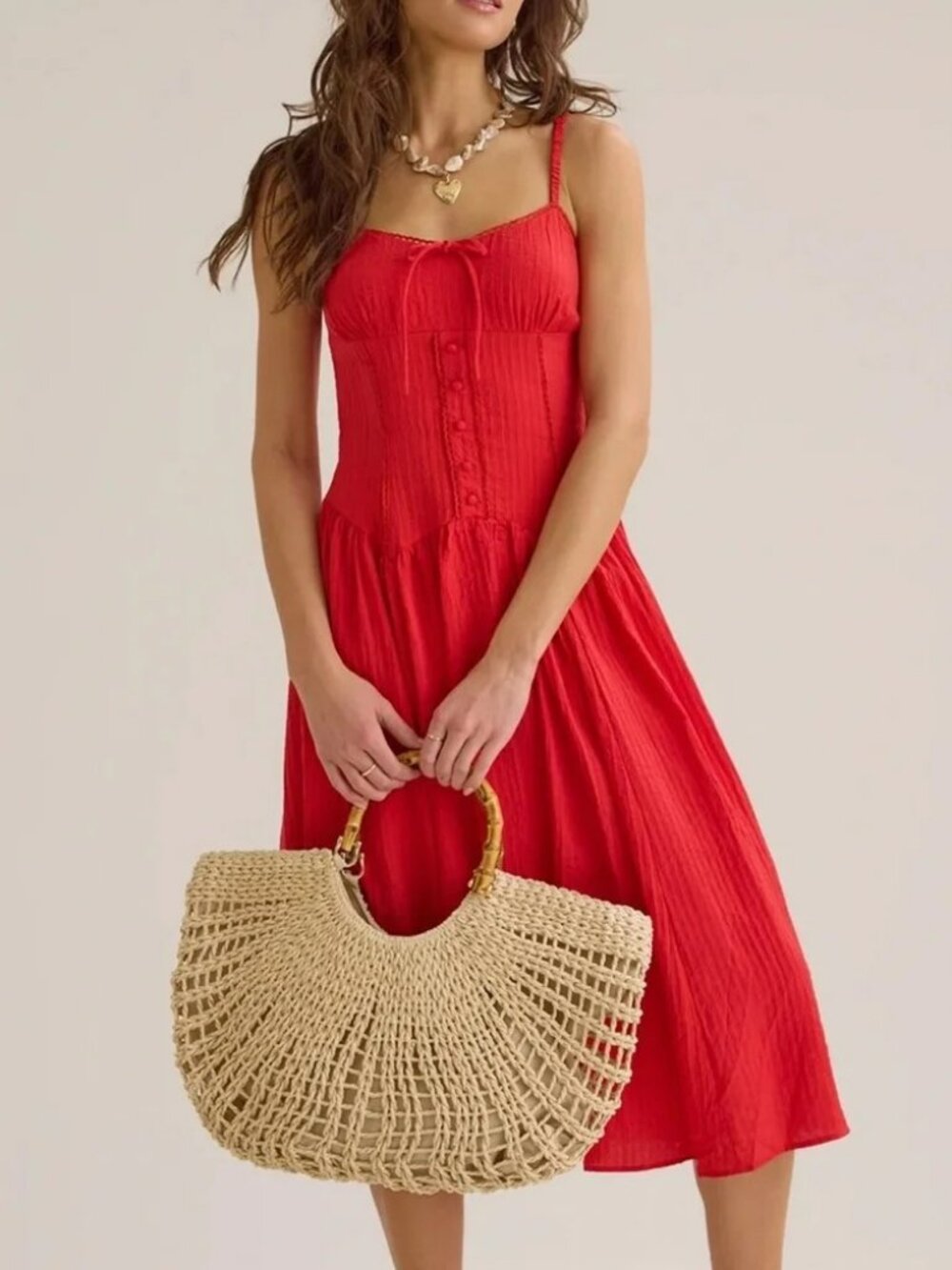 Altar'd State Red Sloane Midi Dress - Picture 2 of 10